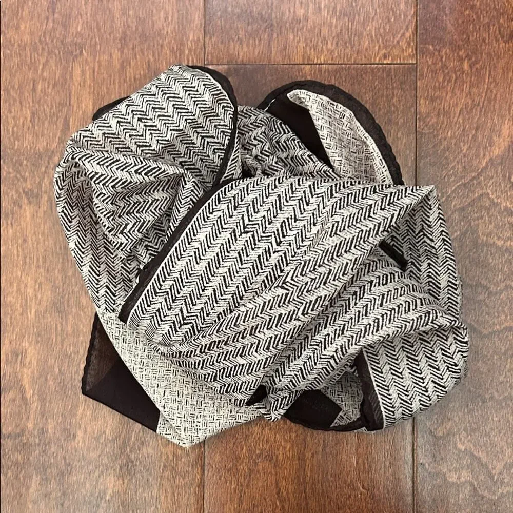 Hand Rolled Neutral Black and Taupe Rectangle Scarf, Lightweight and Versatile